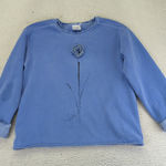 Kunkys Womens Blue Flower Hand Painted Sweatshirt Pullover Size Medium Quirky 3D Photo 0