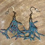 Blue & Purple Beaded Coral Fringe Dangle Earrings Photo 7