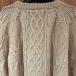 Gaelterra Chunky Cable Knit Ivory Wool Sweater Made in Ireland Vintage Size XL Photo 6