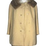 ROTHMOOR Wool Coat Fur Collar Lined 60s 70s VINTAGE Fits Size Medium Photo 3