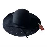Faded Glory  Black Wide Brim Lacer Cut Floppy Wool Hat Photo 3