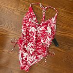NWT Pink Floral Side Cinch Racer Back Medium Coverage One Piece Swimsuit Size XL Photo 3