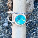 Handcrafted Sparkly Ring Made with Swarovski Crystal Adjustable Fit Silver Photo 0