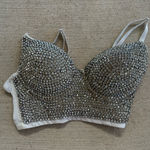 White Sequin Beaded Bustier Bra, Size 38/85 Silver Size M Photo 0