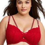 Torrid  42DDD Bra XO Plunge Push Up Diamante Red Lace Rhinestone‎ Plunge 393 Photo 0