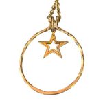 Vintage Avon Gold Tone Lone Star Pendant Necklace Open Circle Star Estate 23" Photo 2
