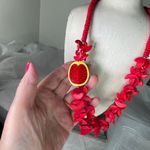 Artisan Vibrant tropical necklace watermelon tiki vacation tagua nuts Photo 2