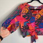 Joie  Magenta Red Parrot Tropical Print Crop Top Size Small Beach Resort Travel Photo 2