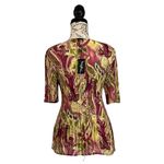 magic scarf company Pleated One Size Stretch Satin Blouse O/s Classic Modest Brown Photo 3