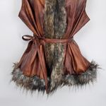 Powder River Outfitters Vest Womens XL Brown Faux Leather/Fur Belted Photo 4