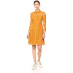 Nanette Lepore  Lace Fit Flare Shirt Dress Dark Yellow 6 Photo 1