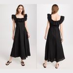 Zimmermann  cira black ruffle midi 100% linen dress Photo 1