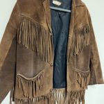 Brown Suede Fringe Leather Jacket Size M Photo 2
