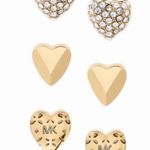 Michael Kors LOGO Heart Stud 3 Pair Set Earrings Photo 0