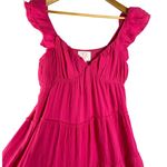 Victoria Dunn Folly Gauzy Pink Tiered Ruffled Sleeve Maxi Dress Size‎ Medium Photo 2