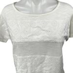 Tommy Hilfiger Women's White Eyelet Embroidered Short Sleeve Tee T-Shirt Top S Photo 2