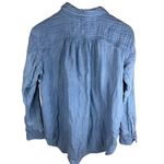 Free People  Turn it Up Blue Chambray Striped Boho Button Up Shirt Womens Size S Photo 5