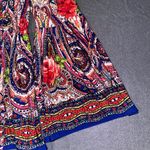 Boston Proper ‎ Womens Mirror Print Knit Blouse Tie at Neck Bell Sleeve Small Photo 1