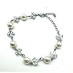 Pearl Bracelet Clear Zirconia Silver Plating Over Alloy Lobster Clasp Adjustable Photo 15
