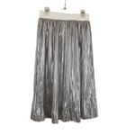 Alice + Olivia  Mikaela Silver Metallic Pleated Midi Skirt Size 0 Photo 2