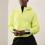Athleta Easy Fleece Half Zip Hoodie Citron Green Cozy Sweater Medium NWOT Photo 6