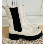 Tamaris Womens Midi Boot Cream Black Lug Sole Size EU41 Leather Chelsea boot Photo 3