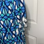 Escapada  Blue Geometric Print Blouse w/ Tassels Photo 1