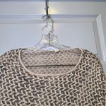 Anthropologie Moth Tan/Grey Print Knit Cropped 3/4 Sleeve Sweater Top size S Photo 3