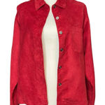 Chico's Chico’s Women’s Red Faux Suede Oversized Button Up Shirt Jacket Size 2 Photo 0