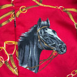 Anne Carson Vintage Red Horse Print Reversible Jacket Quilted Denim Equestrian Photo 4