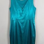 Eliza J Ruffle Satin Mermaid Maxi Gown Women's 14 Jade Green Formal Slit NWT Photo 12