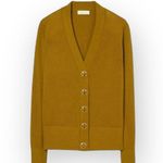 Tory Burch  ࿌ Logo Button Merino Wool V Neck Cardi Cardigan ࿌ Sepia Brown ࿌ XS ࿌ Photo 14