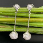 Swavorski Discontinued SWAROVSKI Swan Signed Dolce Silver Pave Crystal Drop Earrings 9g. Photo 0