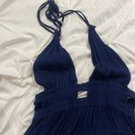 Elegant Navy Blue Halter Maxi Dress Size XS Photo 1