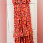 Keepsake the Label For Me Gown Tangerine Orange Floral Ruffle Trim Satin Dress Photo 9
