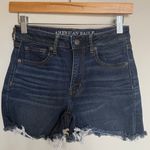 American Eagle Super Hi-Rise Shortie Blue Distressed Size 4 AEO Denim Photo 0