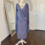 R & M Richards Ethereal Celestial Gray Silver Goddess Cape Formal Prom Dress 16 W Photo 2