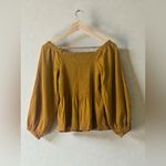 Madewell  Lucie Smocked Peplum Top in Antique Gold Photo 14