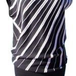 Cache Black White Knit Top New Stretch Banded Bottom Ruched Shoulder $108 NWT Photo 2