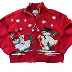 Tiara International Vintage  Red Knit Christmas Sweater M Photo 0