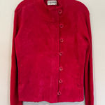 Tehama Nancy Haley Suede Ribbed Knit Sleeves Jacket Women's Medium‎ Fuchsia Pink Photo 0