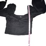 Lulus Women Black Twist Front Sweetheart Neckline Blouse Linen Blend Size Small Photo 4