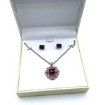 Charter Club  Mixed Stone Flower Pendant Necklace & Earrings in Silver-Tone NEW Photo 1