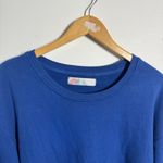 Free People Beach Ruffle Sweatshirt Women M Blue Relaxed Boho Coastal Athleisure Photo 6