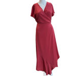 H by Halston Halston Women’s Rose Pink Short Sleeve V-Neck Wrap Maxi Dress Size Small Photo 2