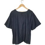 Eloquii Round Tie Neck Flutter Sleeve Dark Chambray Denim Blue 24 Photo 9