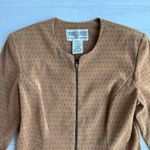 Jessica Howard Vintage Tan Suede Look Zip Front Jacket with Shoulder Pads Petite Photo 1