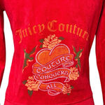 Juicy Couture VTG Y2K Terry Red Track Jacket Couture Conquers All Medium Hood Photo 1