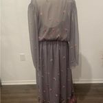 Hanae Mori Vintage Chiffon Gown Dress Floral seventies Made in USA Size 16 Japan Pink Photo 6