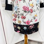 Pam & Gela Fineline Floral Track Sheath Shirt Dress Ivory Black Medium Mini Photo 7